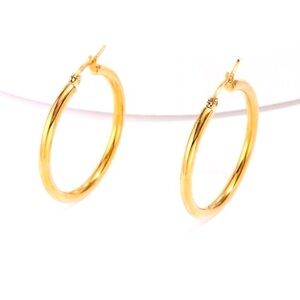 Y2K Gold Overlay Hoop Huggie Minimalist Simple Earrings